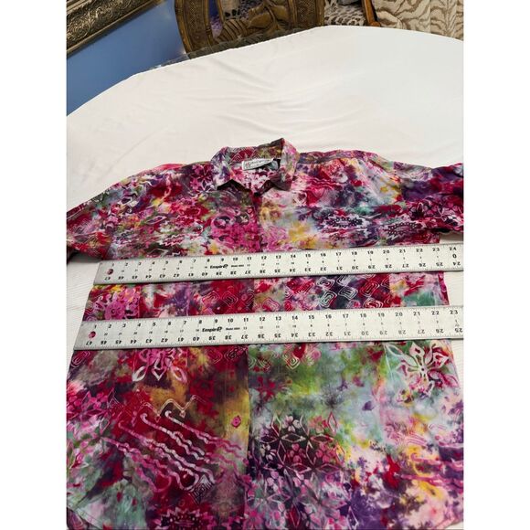Cotton Express Vintage Tie Dye Hippie Boho Chic Button Up Shirt Size Medium - Picture 4 of 6